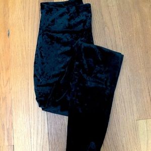 Black velvet leggings